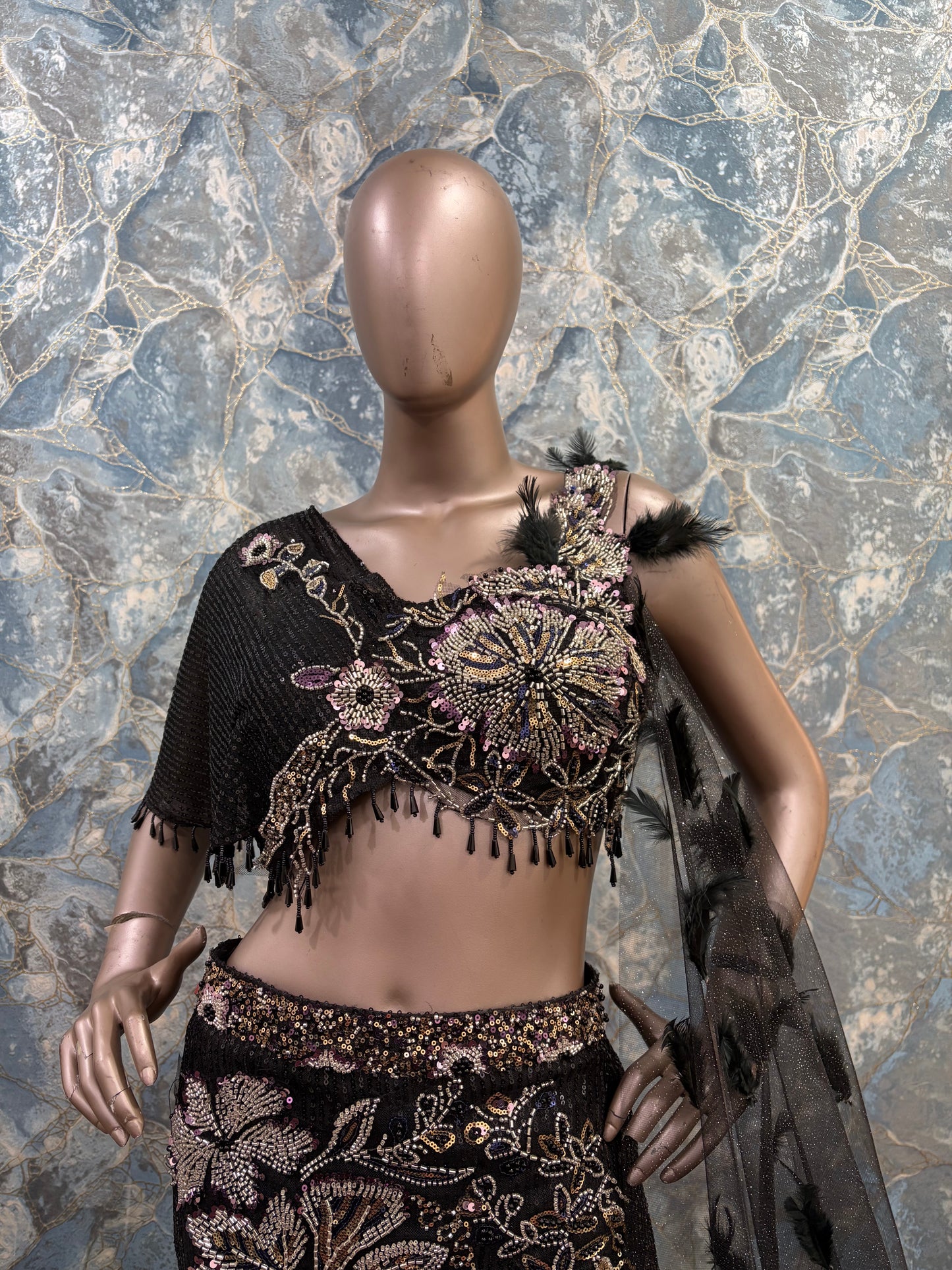 Black &amp; Gold Embroidered Lehenga Set – Party &amp; Festive Wear (Style No-8234)